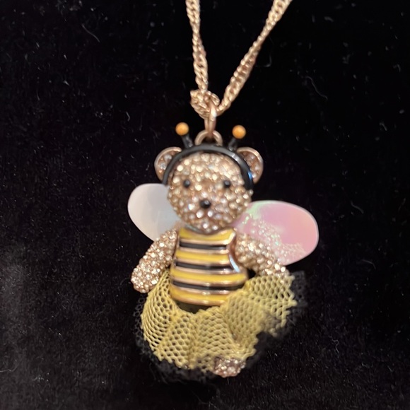 Betsey Johnson Bumble Bee Pave Bear Necklace - Picture 3 of 6